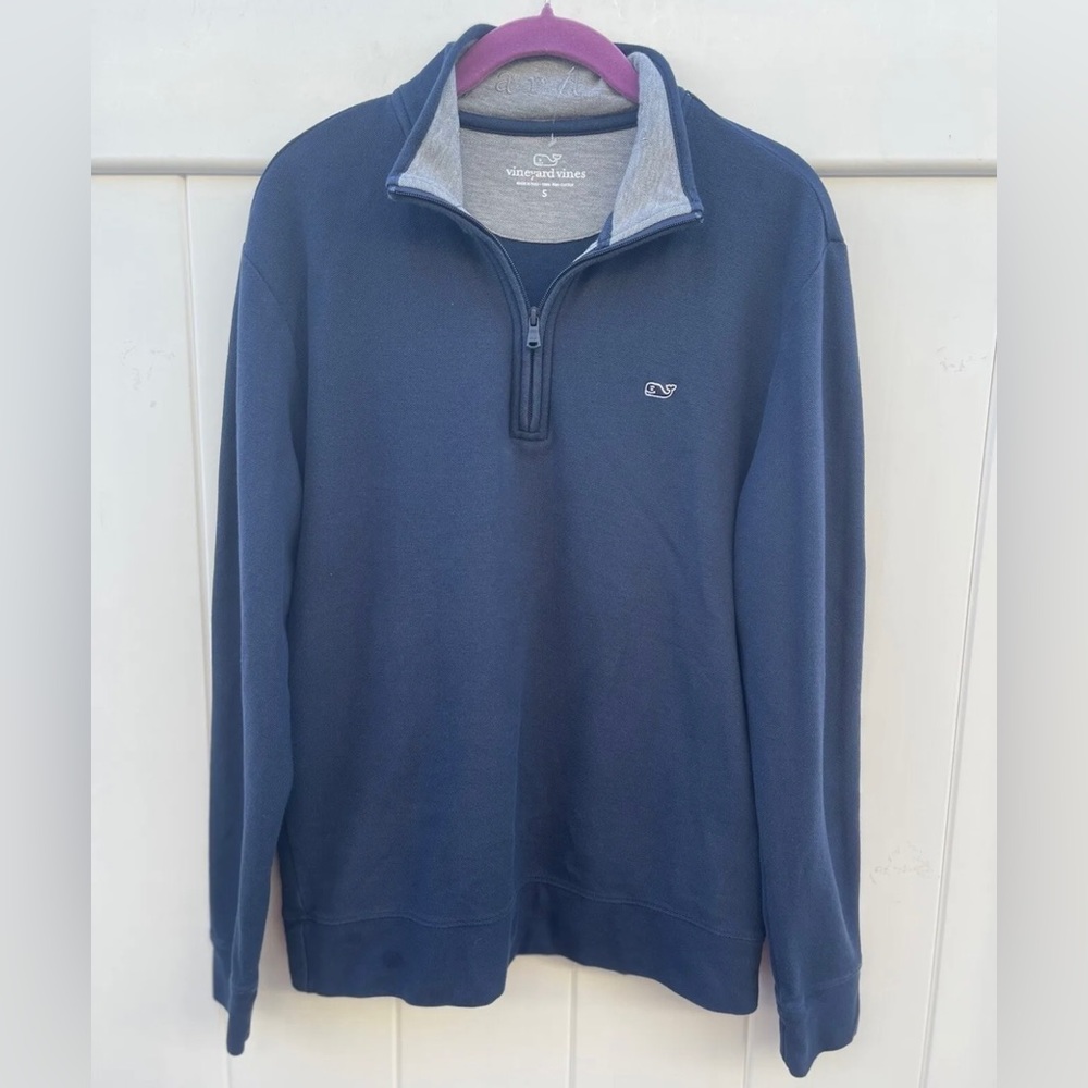 Vineyard Vines Men Size Small Navy Blue Long Sleeve 1/4 Zipper